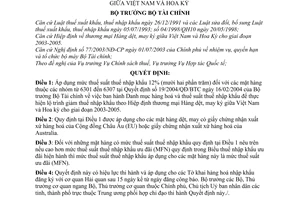 Quyết định 81/2005/QĐ-BTC thực hiện cam kết Hiệp định thương mại Hàng dệt, may ký giữa Việt Nam Hoa Kỳ