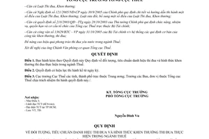 Quyết định 1297/QĐ-TCT  đối tượng, tiêu chuẩn danh hiệu thi đua