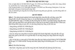 Quyết định 2772/2005/QĐ-BTM điều chỉnh giảm giá bán xăng