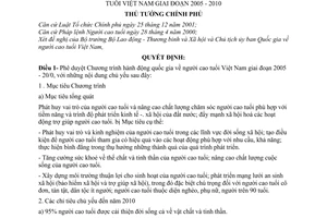 Quyết định 301/2005/QĐ-TTg  chương trình hành động người cao tuổi Việt Nam giai đọan 2005 - 2010