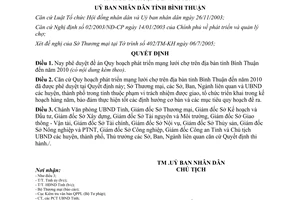 Quyết định 77/2005/QĐ-UBND Quy hoạch phát triển mạng lưới chợ Bình Thuận đến 2010