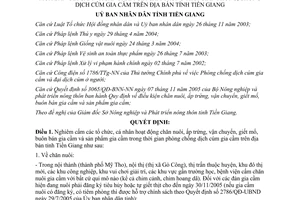 Quyết định 57/2005/QĐ-UBND cấm chăn nuôi ấp trứng vận chuyển giết mổ dịch cúm gia cầm Tiền Giang