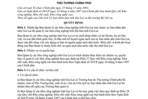 Quyết định 303/2005/QĐ-TTG thành lập Ban Quản lý khu công nghiệp tỉnh Gia Lai