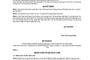 Quyết định 38/2005/QĐ-BYT kế hoạch phòng chống đại dịch cúm ở người tại Việt Nam