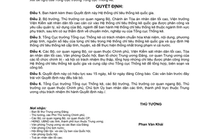 Quyết định 305/2005/QĐ-TTg Hệ thống chỉ tiêu thống kê quốc gia