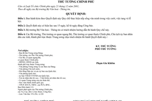 Quyết định 308/2005/QĐ-TTg quy chế thực hiện nếp sống văn minh trong cưới, tang lễ hội