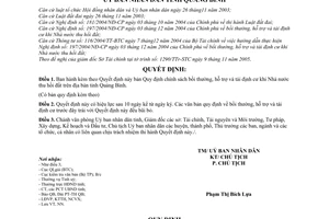 Quyết định 59/2005/QĐ-UBND chính sách bồi thường, hỗ trợ tái định cư khi nhà nước thu hồi đất