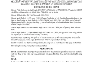 Quyết định 84/2005/QĐ-BTC chế độ thu nộp quản lý sử dụng phí thẩm định hồ sơ mua bán tàu biển lệ phí đăng ký cấp bằng chứng chỉ liên quan công bố cảng