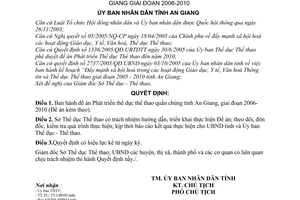 Quyết định 3201/2005/QĐ-UBND đề án Phát triển thể dục thể thao quần chúng tỉnh An giang giai đoạn 2006-2010