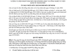 Quyết định 206/2005/QĐ-UB giao bổ sung chỉ tiêu kế hoạch kinh phí