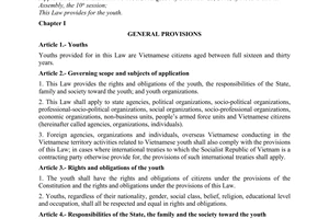 Youths Law No. 53/2005/QH11 of November 29, 2005