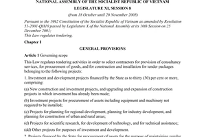 Law no. 61/2005/QH11 of November 29,2005 on tendering