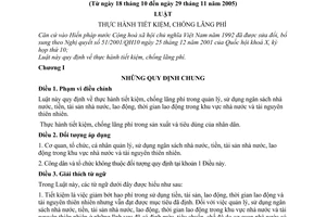 Luật Thực hành tiết kiệm, chống lãng phí 2005 48/2005/QH11