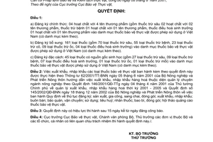 Quyết định 78/2005/QĐ-BNN đăng ký chính thức bổ sung đặc cách thuốc bảo vệ thực vật danh mục được phép sử dụng ở Việt Nam