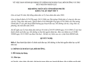 Nghị quyết 18/2005/NQ-HĐND quy định về chính sách đào tạo bồi dưỡng thu hút