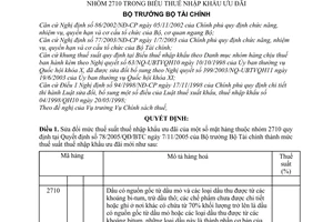 Quyết định 86/2005/QĐ-BTC sửa đổi thuế suất thuế NK mặt hàng nhóm 2710 trong Biểu thuế nhập khẩu ưu đãi