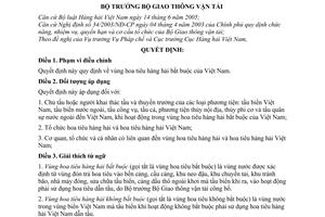 Quyết định 64/2005/QĐ-BGTVT vùng hoa tiêu hàng hải bắt buộc của Việt Nam