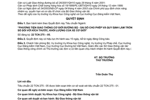 Quyết định 61/2005/QĐ-BGTVT  Tiêu chuẩn Ngành 22 TCN 275 – 05
