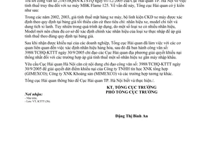 Công văn 5394/TCHQ-KTTT tính thuế truy thu xe máy MBK Flame 125