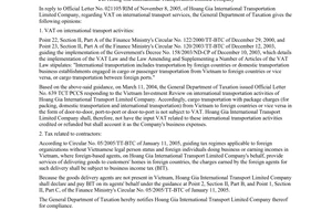 Official Dispatch No. 4503/TCT-PCCS  regarding value added tax (VAT)