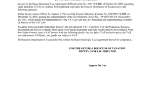 Official Dispatch No. 4609/TCT-DNNN regarding value added tax on roayties from