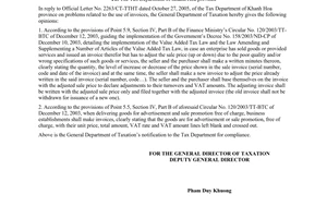 Official Dispatch No. 4995/TCT-PCCS on problems related to the use of invoices