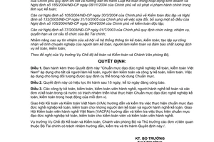 Quyết định 87/2005/QĐ-BTC Chuẩn mực đạo đức nghề nghiệp kế  kiểm toán Việt Nam