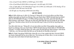 Quyết định 217/2005/QĐ-UBND điều chỉnh Quy định cơ chế chính sách thu hút đầu tư Lâm Đồng
