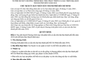 Quyết định 208/2005/QĐ-UBND Chương trình mục tiêu phát triển cá sấu địa bàn thành phố đến năm 2010