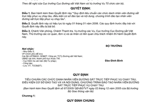 Quyết định 67/2005/QĐ-BGTVT tiêu chuẩn chức danh nhân viên đường sắt trực tiếp phục vụ chạy tàu điều kiện cơ sở đào tạo nhân viên