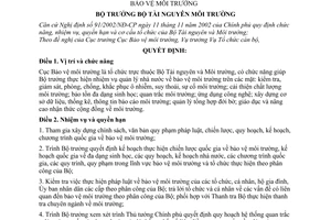 Quyết định 14/2005/QĐ-BTNMT chức năng, nhiệm vụ, quyền hạn cơ cấu tổ chức Cục Bảo vệ môi trường