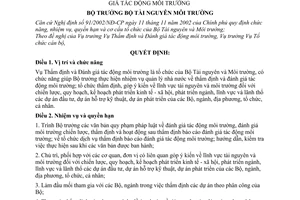 Quyết định 13/2005/QĐ-BTNMT chức năng, nhiệm vụ, quyền hạn Vụ Thẩm định Đánh giá tác động môi trường