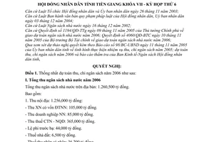 Nghị quyết 63/2005/NQ-HĐND dự toán ngân sách nhà nước năm 2006