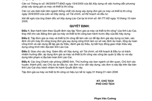 Quyết định 3174/QĐ-UBND năm 2005 đơn giá ca máy thiết bị thi công của Lào Cai
