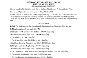 Nghị quyết 11/2005/NQ-HĐND phê chuẩn dự toán thu chi ngân sách An Giang