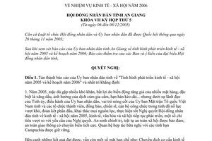 Nghị quyết 10/2005/NQ-HĐND nhiệm vụ kinh tế - xã hội năm 2006 tỉnh An Giang