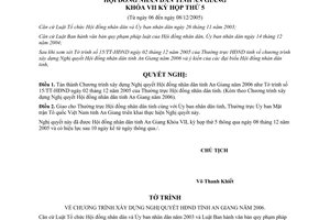 Nghị quyết 19/2005/NQ-HĐND chương trình xây dựng Nghị quyết Hội đồng nhân dân An Giang năm 2006