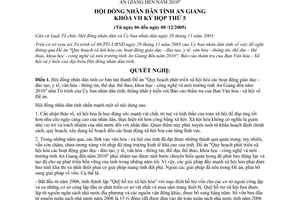 Nghị quyết 16/2005/NQ-HĐND xã hội hóa giáo dục y tế văn hóa thể thao khoa học môi trường An Giang
