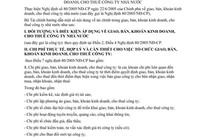 Thông tư 109/2005/TT-BTC hướng dẫn tài chính giao, bán khoán kinh doanh cho thuê công ty nhà nước