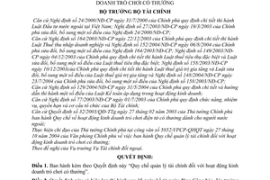 Quyết định 91/2005/QĐ-BTC Quy chế quản lý tài chính hoạt động kinh doanh trò chơi có thưởng
