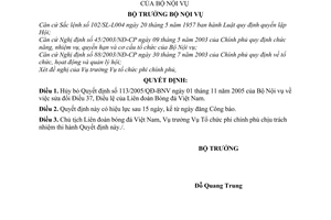 Quyết định 131/2005/QĐ-BNV huỷ bỏ Quyết định 113/2005/QĐ-BNV