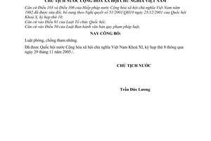 Lệnh công bố Luật phòng, chống tham nhũng 26/2005/L-CTN