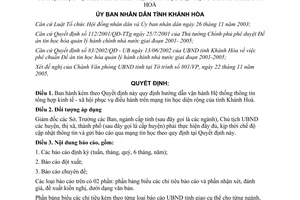 Quyết định 96/2005/QĐ-UBND Hệ thống thông tin kinh tế xã hội trên mạng tin học diện rộng Khánh Hòa