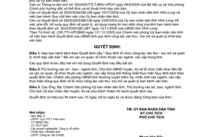 Quyết định 2787/2005/QĐ-UBND công tác văn thư - lưu trữ và quản lý trình bày văn bản tỉnh Vĩnh Long