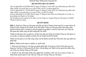 Quyết định 95/2005/QĐ-BTC chức năng, nhiệm vụ, quyền hạn cơ cấu tổ chức Thanh tra Tổng cục Hải quan