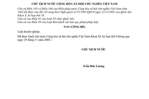 Lệnh công bố Luật doanh nghiệp 33/2005/L-CTN