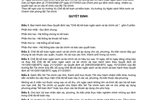 Quyết định 94/2005/QĐ-BTC Chế độ kế toán ngân sách tài chính xã