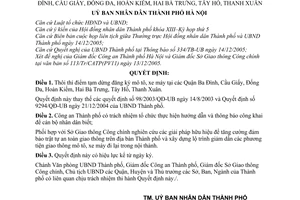 Quyết định 221/2005/QĐ-UB thôi thí điểm tạm dừng đăng ký mô tô xe máy tại quận Ba Đình Cầu Giấy Đống Đa Hoàn Kiếm Hai Bà Trưng Tây Hồ Thanh Xuân