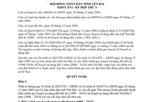 Nghị quyết số 09/2005/NQ-HĐND Quy hoạch kế hoạch sử dụng đất Yên Bái