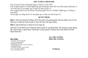 Quyết định 1341/QĐ-TTg cử thành viên Ủy ban Quốc gia về Hợp tác kinh tế quốc tế